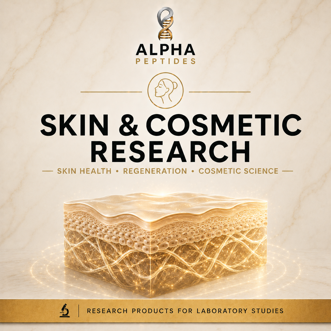Skin and Cosmetic Research collection featuring collagen synthesis, skin regeneration and cosmetic science research compounds