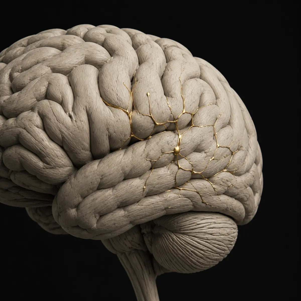 Sculptural brain imagery representing cognitive research