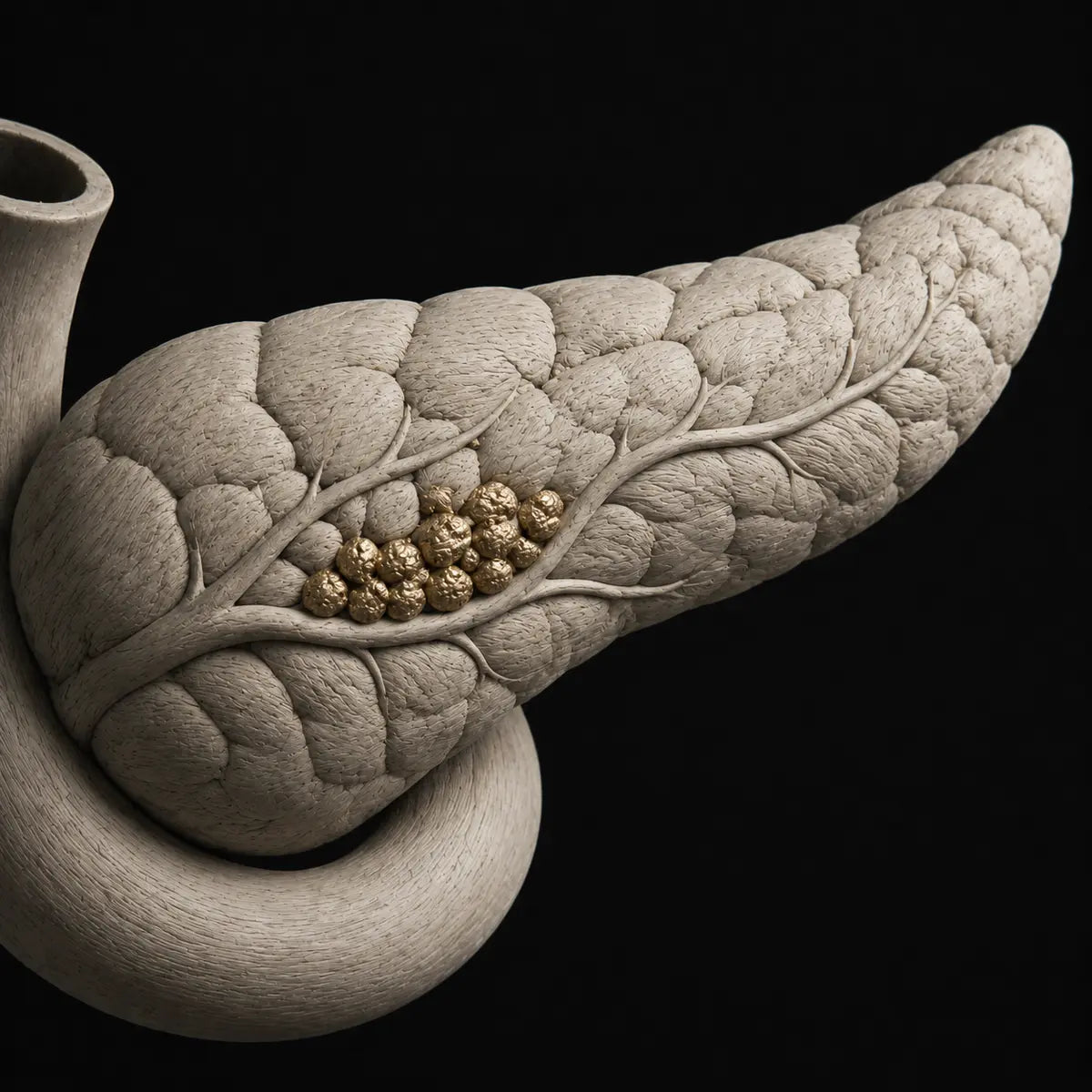 Sculptural cellular imagery representing metabolic research