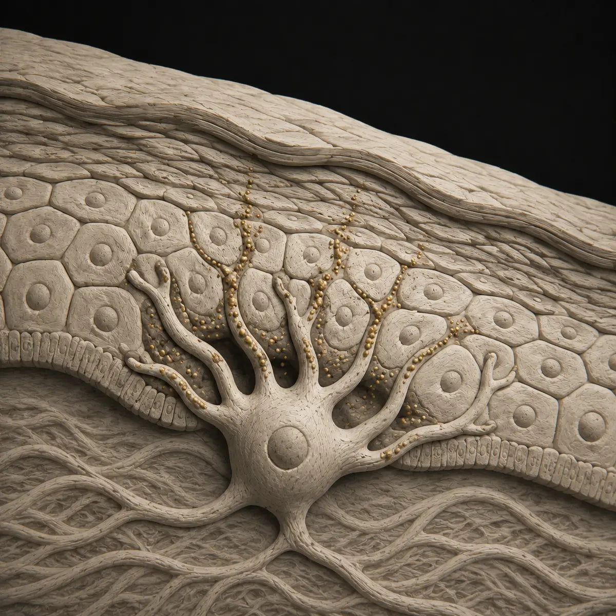 Sculptural skin imagery representing pigmentation research