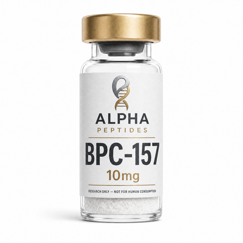 BPC-157 by Alpha Peptides featuring a premium research peptide vial designed for tissue repair research, regenerative studies and laboratory investigations.