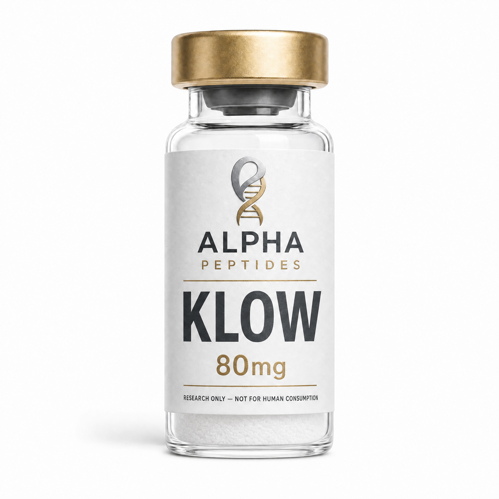 KLOW by Alpha Peptides featuring a premium research peptide vial designed for metabolic research, cellular energy studies and laboratory investigations.