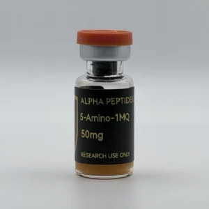 Alpha Peptides® 5-Amino-1MQ 50mg research vial, front view