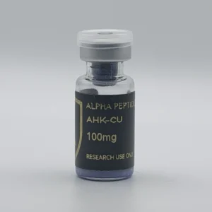 Alpha Peptides® AHK-Cu 100mg research vial, front view
