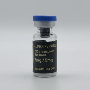 Alpha Peptides® CJC-1295 (No DAC) & Ipamorelin Blend – 5mg / 5mg research vial, front view