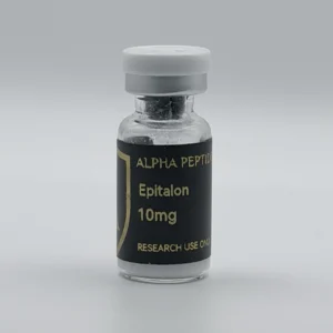 Alpha Peptides® Epitalon 10mg research vial, front view