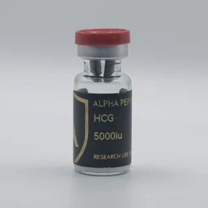 Alpha Peptides® HCG 5000IU research vial, front view