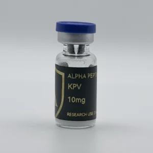 Alpha Peptides® KPV 10mg research vial, front view