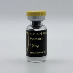 Alpha Peptides® Melatonin 10mg research vial, front view