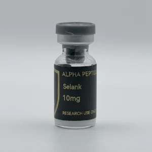 Alpha Peptides® Selank 10mg research vial, front view