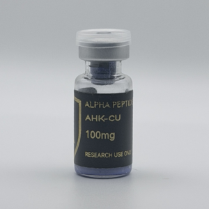 Alpha Peptides® AHK-Cu 100mg research vial, front view