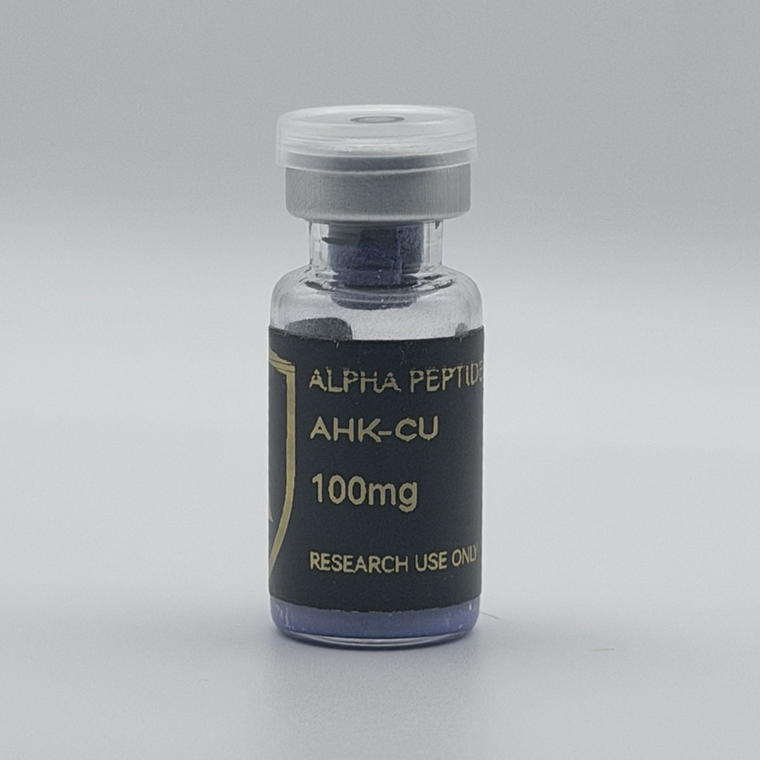 Alpha Peptides® AHK-Cu 100mg research vial, front view