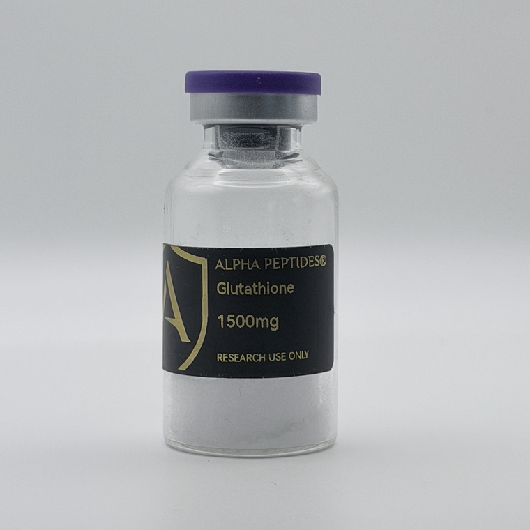 Alpha Peptides® Glutathione 1500mg research vial, angled view