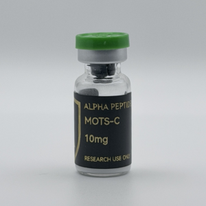 Alpha Peptides® MOTS-C 10mg research vial, front view