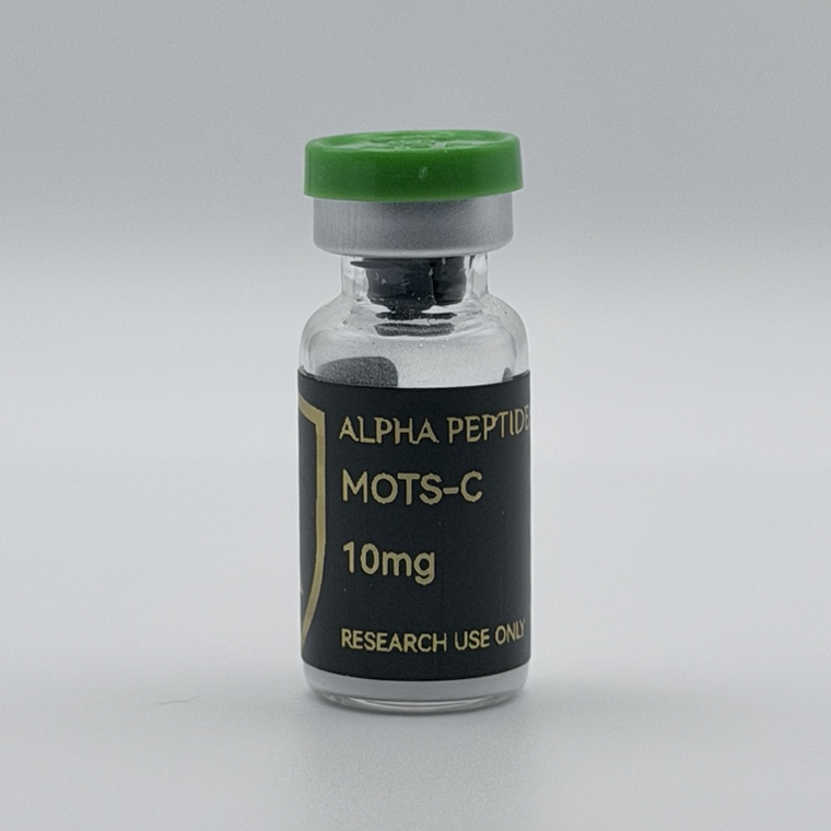 Alpha Peptides® MOTS-C 10mg research vial, front view
