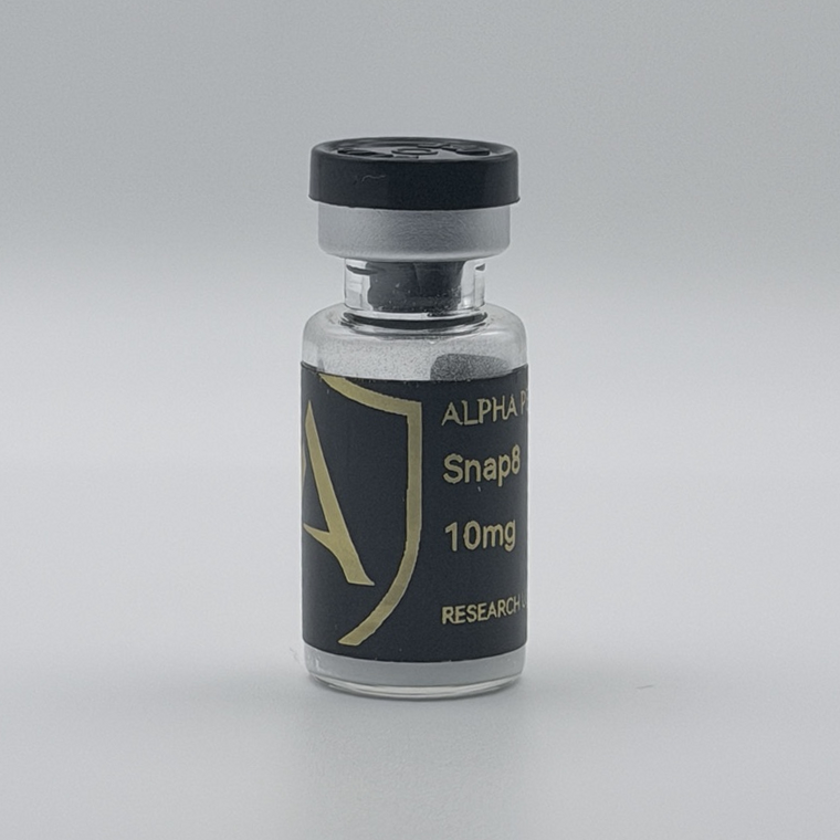 Alpha Peptides® SNAP-8 10mg research vial, angled view