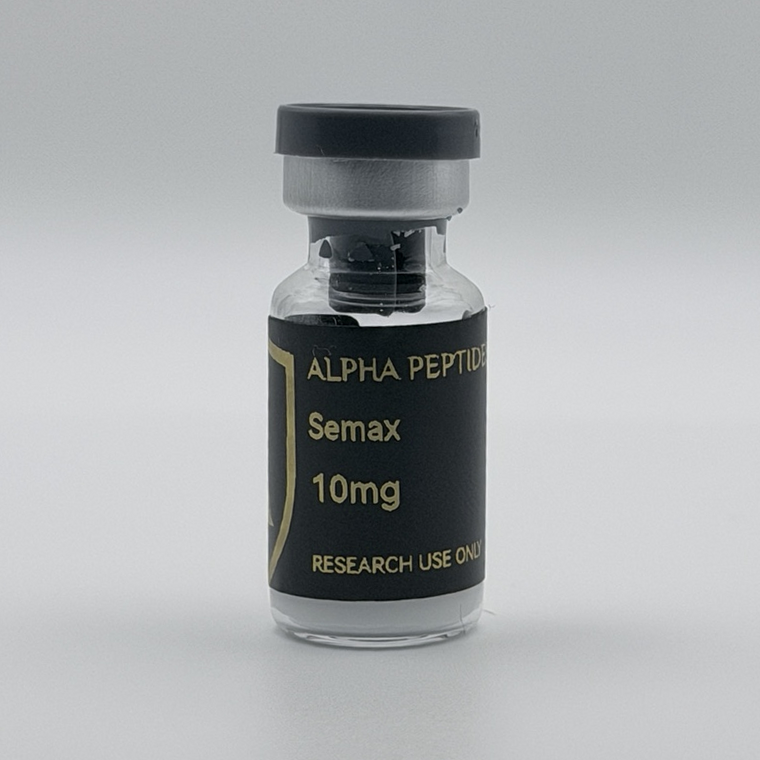 Alpha Peptides® Semax 10mg research vial, front view