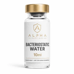 Alpha Peptides® Bacteriostatic Water 10ml vial with gold cap and white label
