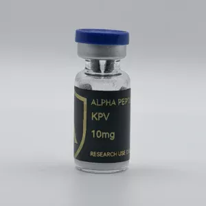 Alpha Peptides® KPV 10mg research vial, front view