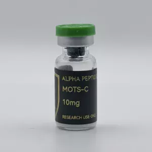 Alpha Peptides® MOTS-C 10mg research vial, front view