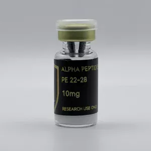 Alpha Peptides® PE-22-28 10mg research vial, front view