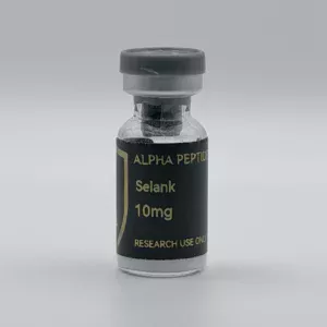Alpha Peptides® Selank 10mg research vial, front view