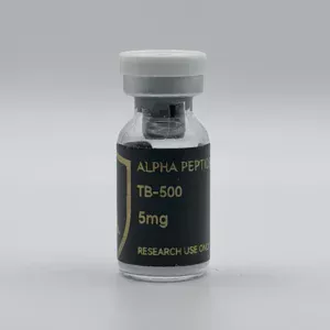Alpha Peptides® TB-500 5mg research vial, front view